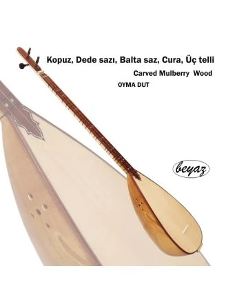 Kopuz, Dede sazı, Balta saz, Cura, Üç telli,Kopuz Carved Mulberry Oyma DUT